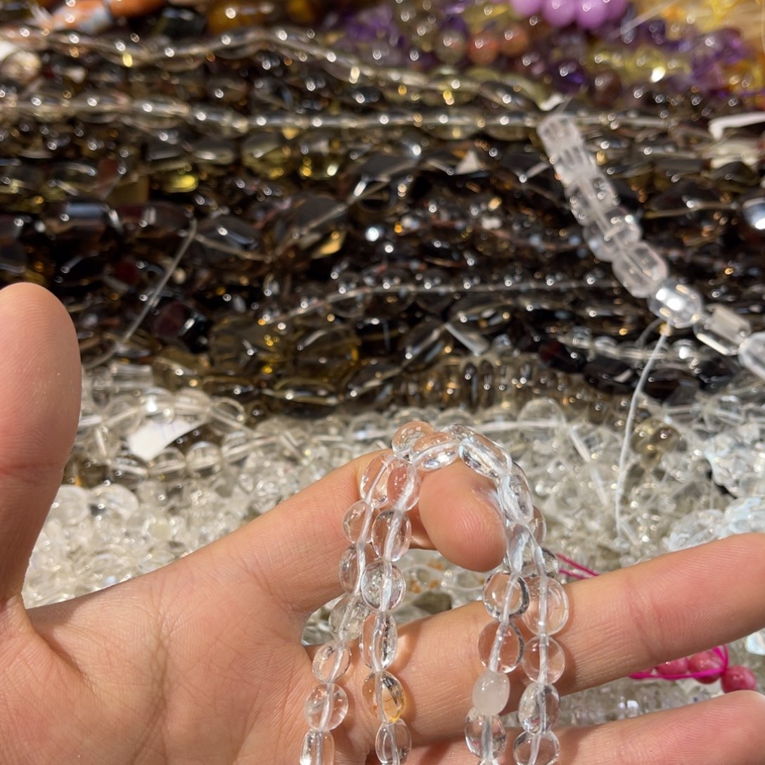 玛瑙/玉髓合金手链白水晶糖豆