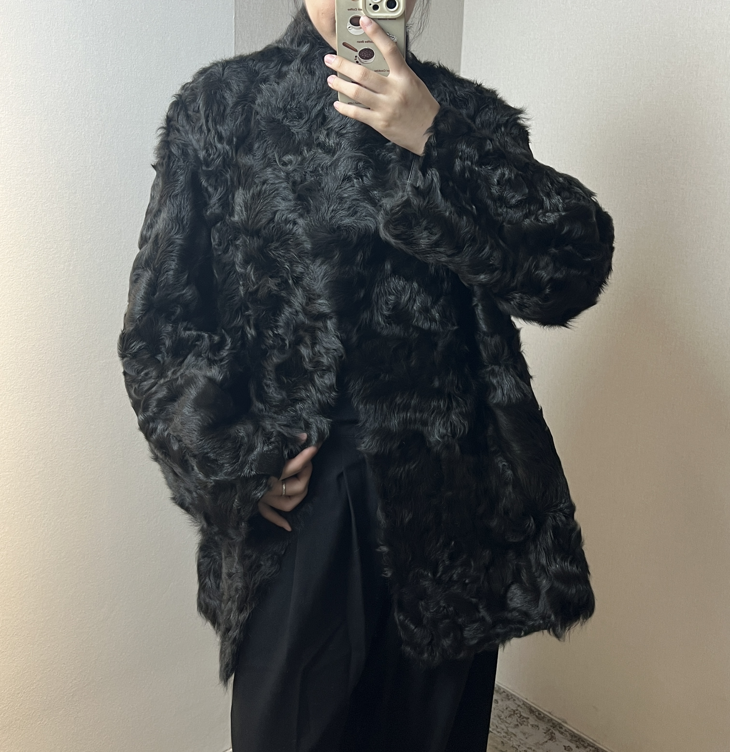 洛哥同款乌木色杭嘉湖小湖羊双面穿皮毛一体百搭气质外套