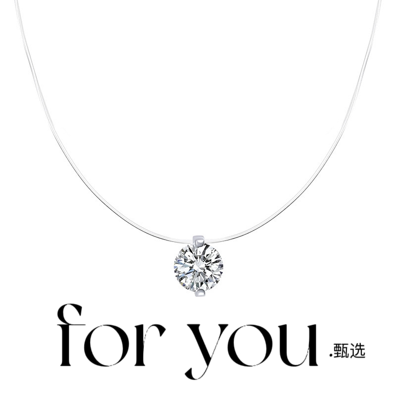 吊坠925银莫桑石 纯银人鱼之泪单钻项链气质百搭简约坠链情人节