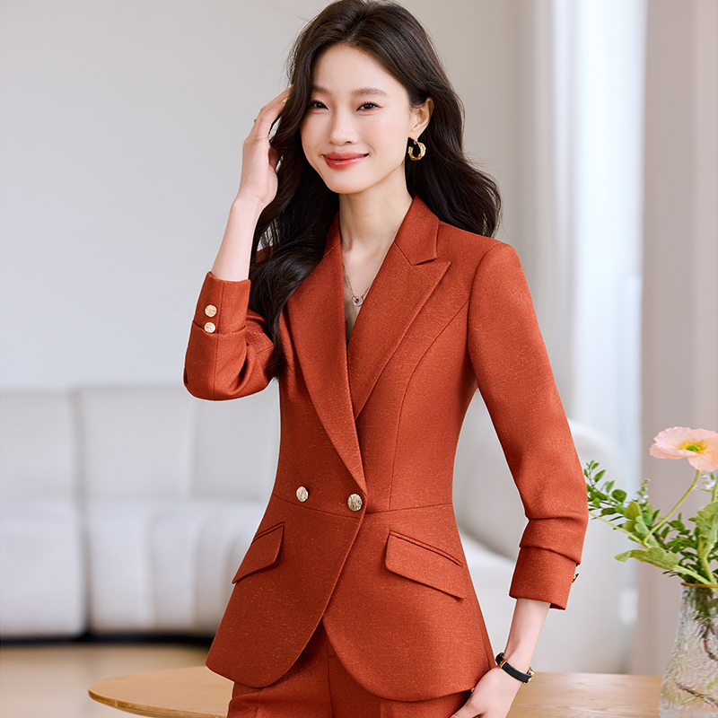 焦糖色西装套装女2025韩版小西装春秋气质小个子长袖时尚休闲修身