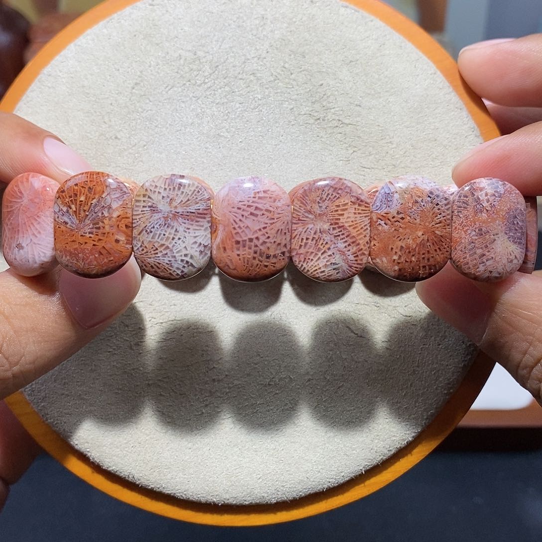 硅化珊瑚（珊瑚玉）手串未镶嵌紫红色23