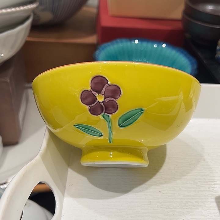 朵***丫瓷花花浮雕超美米饭碗