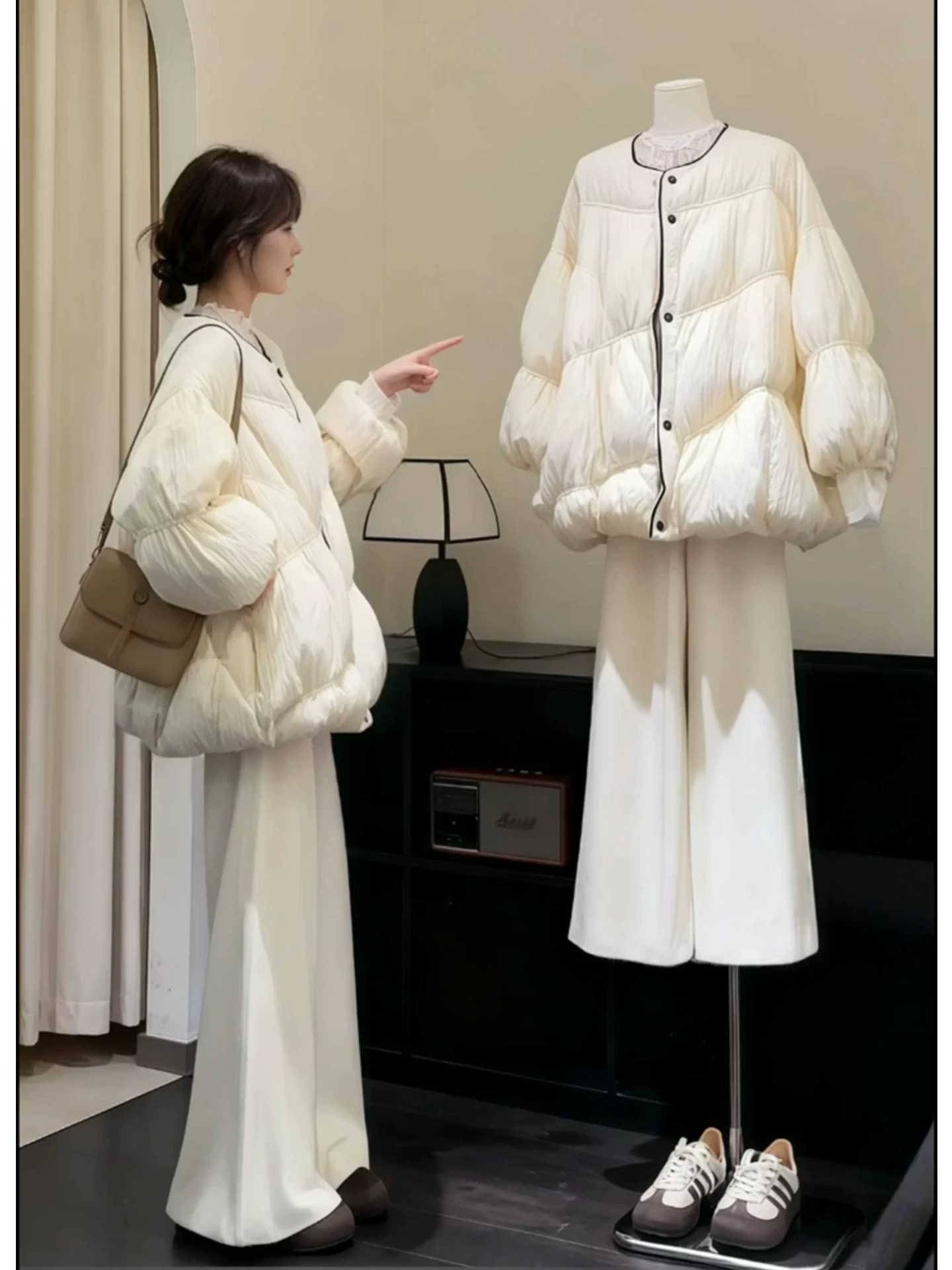 高充绒量版型巨好看的白鸭绒羽绒服女2025冬季新款高级感保暖短款