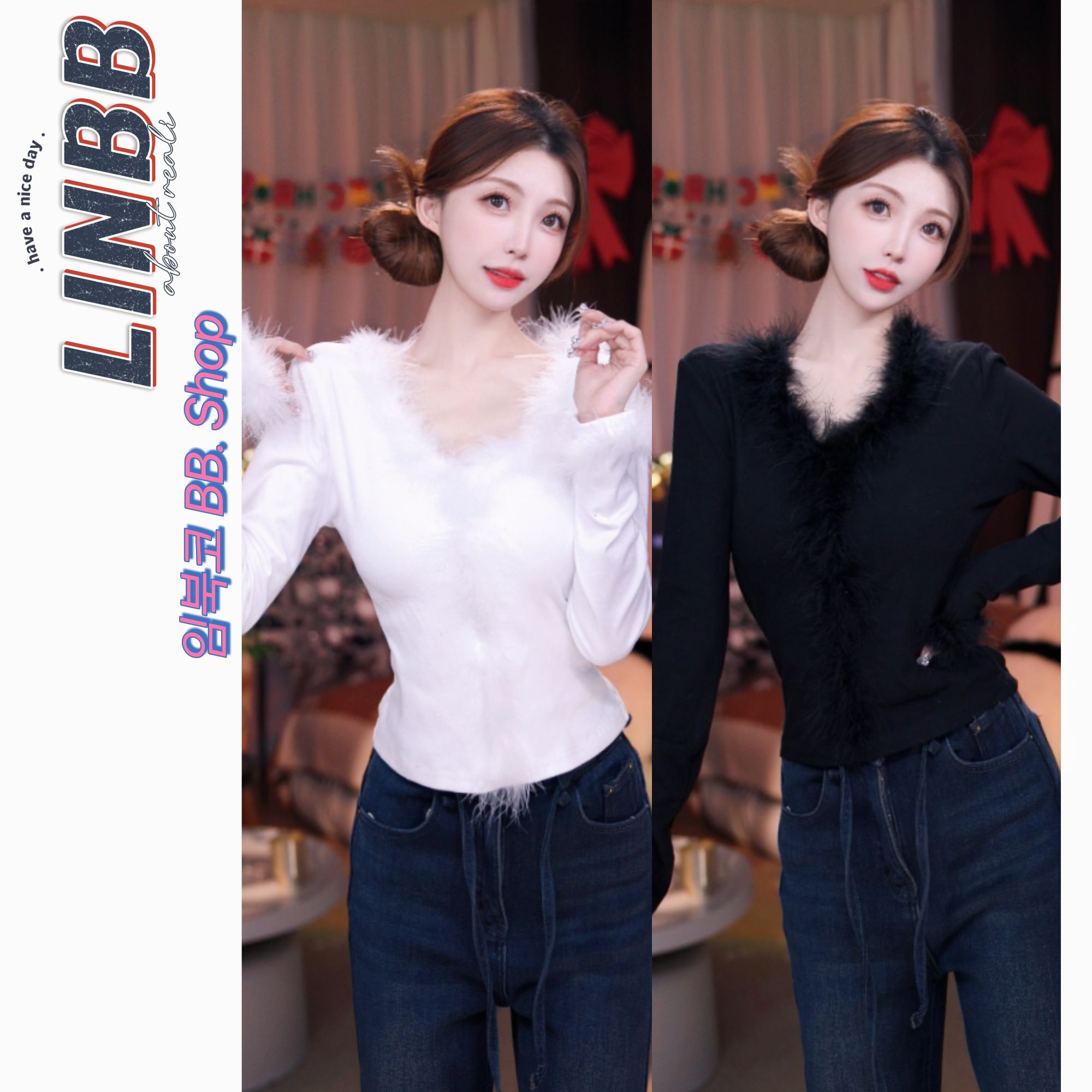 林北鼻-【女帝】韩单真毛加绒弹力新年绝美内搭上衣