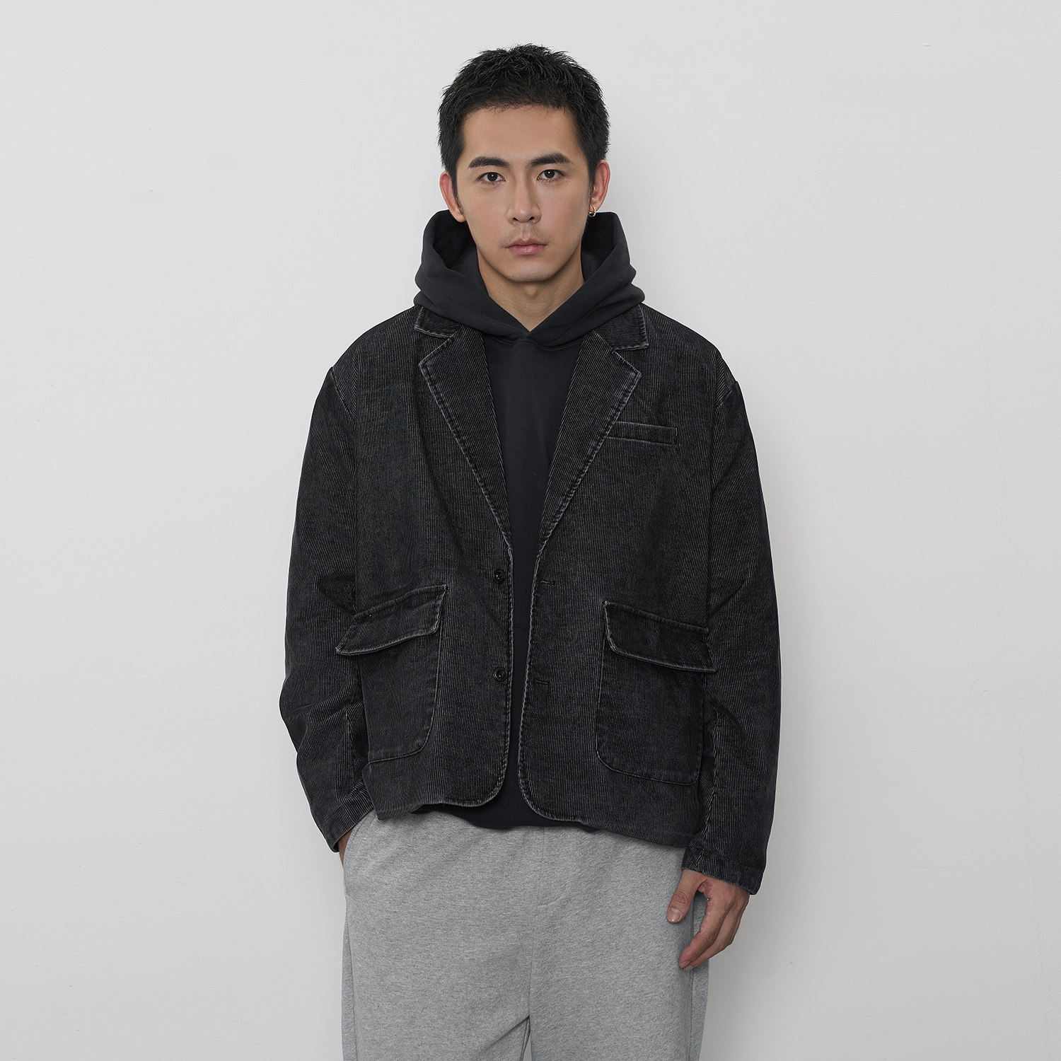 TOPTIER BRO 24AW 细坑灯芯绒套装男复古酵洗做旧西装领直筒长裤