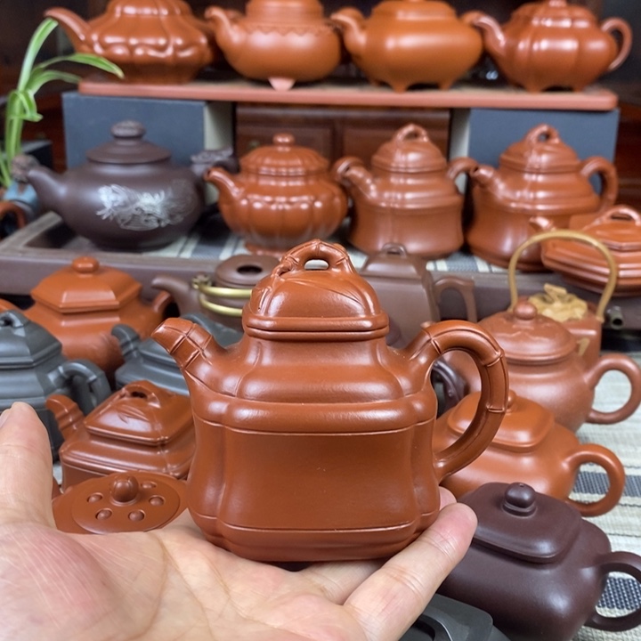 茶壶紫砂四方竹鼎150-200-260-350cc原矿赵庄朱泥特价