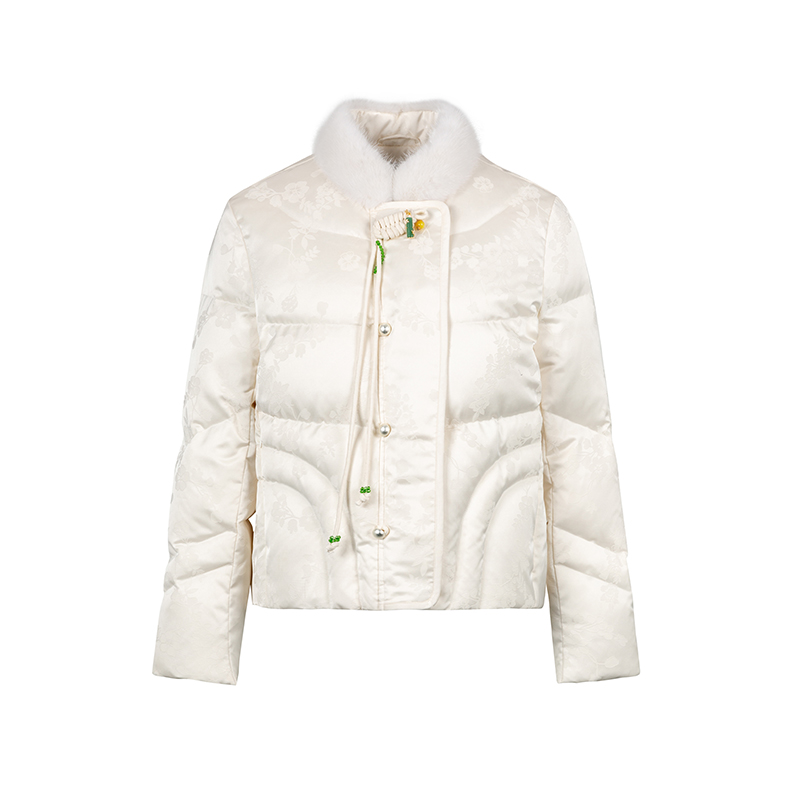 【尚雅专属】商场同款新品冬季国风短款水貂毛领鹅绒服N1010A44910