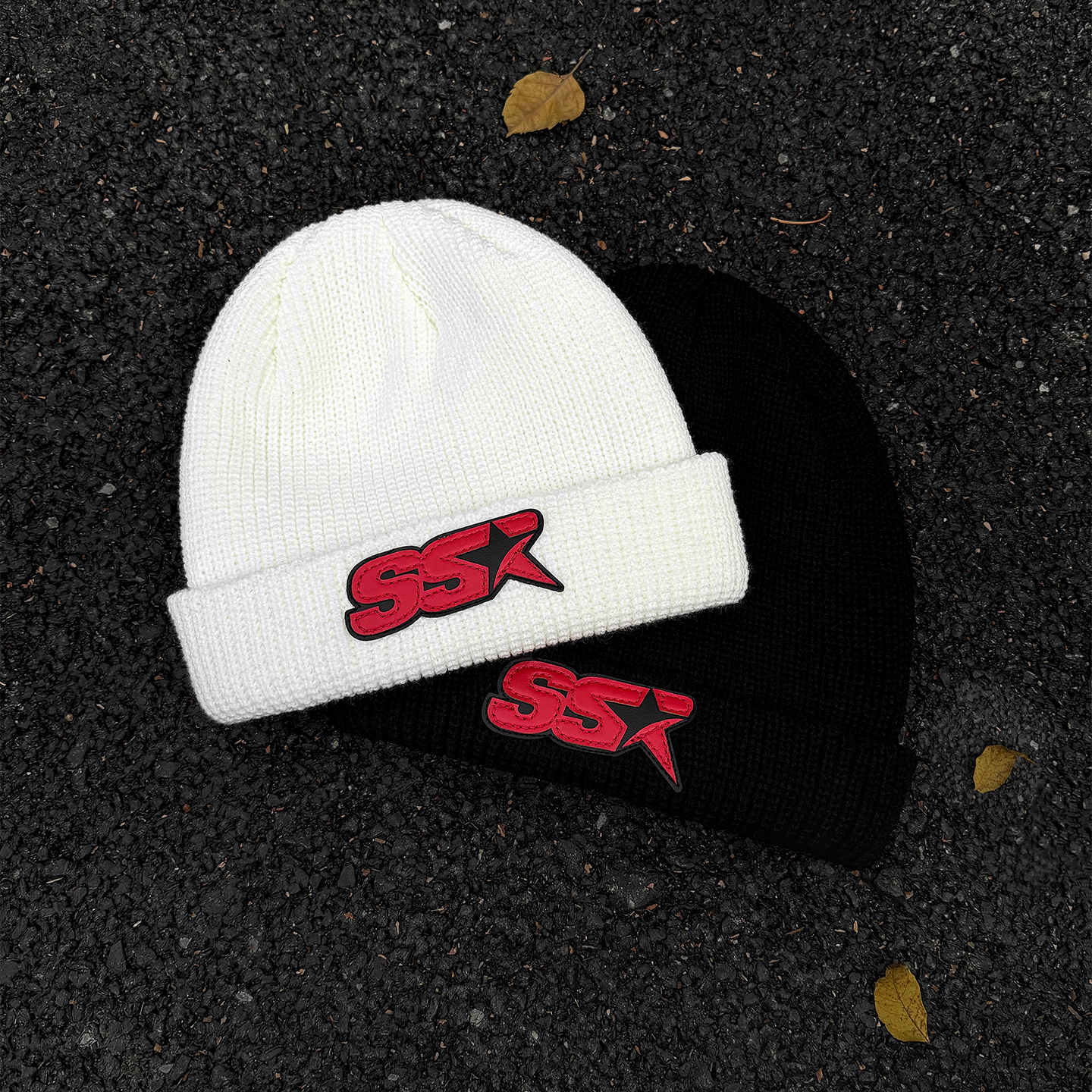 SSR基础pu皮标冷帽 保暖美式复古街头休闲针织帽子国潮牌