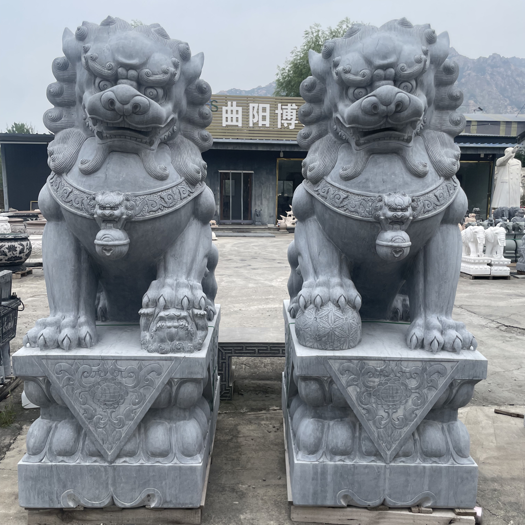汉白玉石雕石狮子适合酒店别墅家门口摆放支持定制尺寸