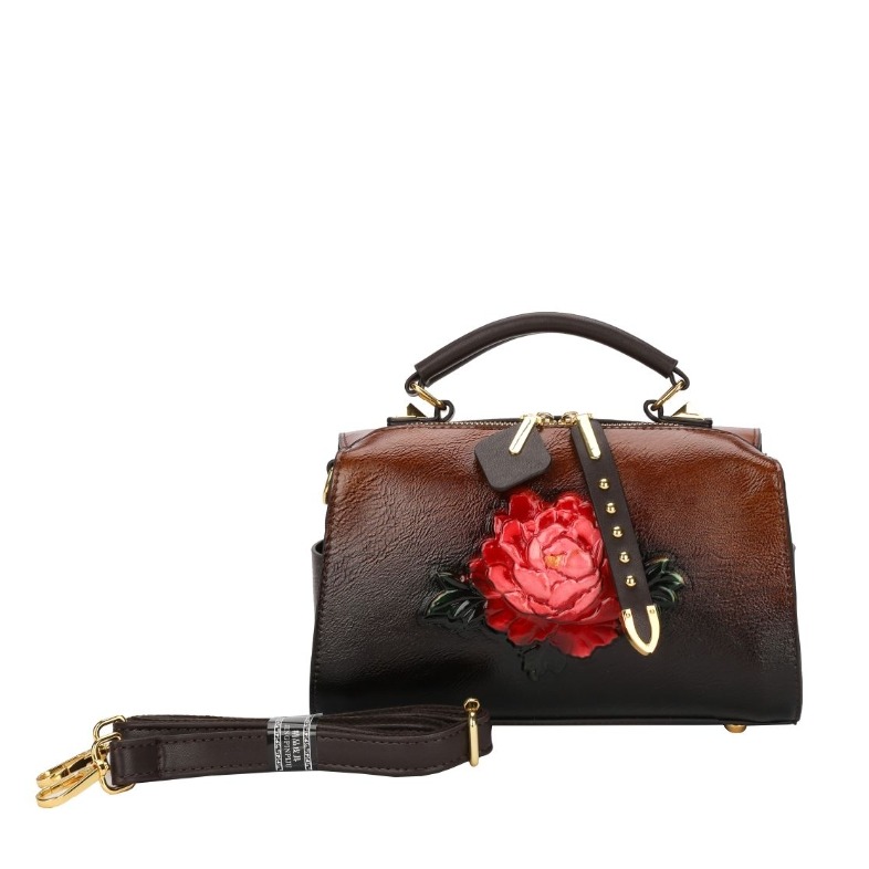 手提大容量妈妈包民族风高档牡丹花旗袍单肩斜挎CC牡丹花黄棕8628