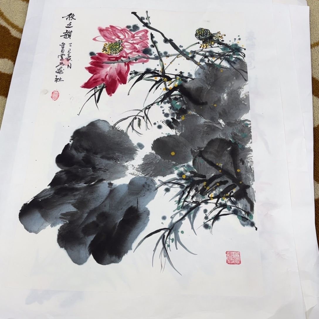 国画薛战迎四尺三开艺