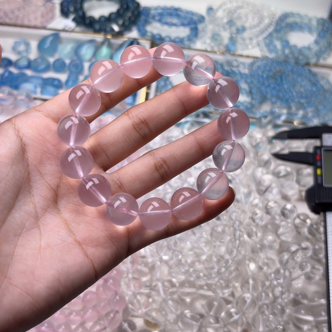 手链未镶嵌水晶粉水晶16咪左右