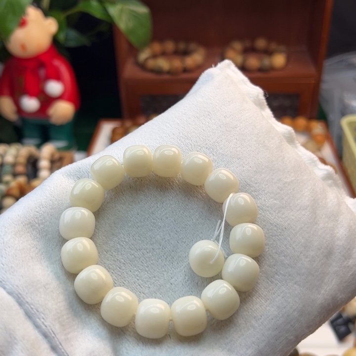 菩提根/象牙果手串卡14桶珠白玉菩提微瑕