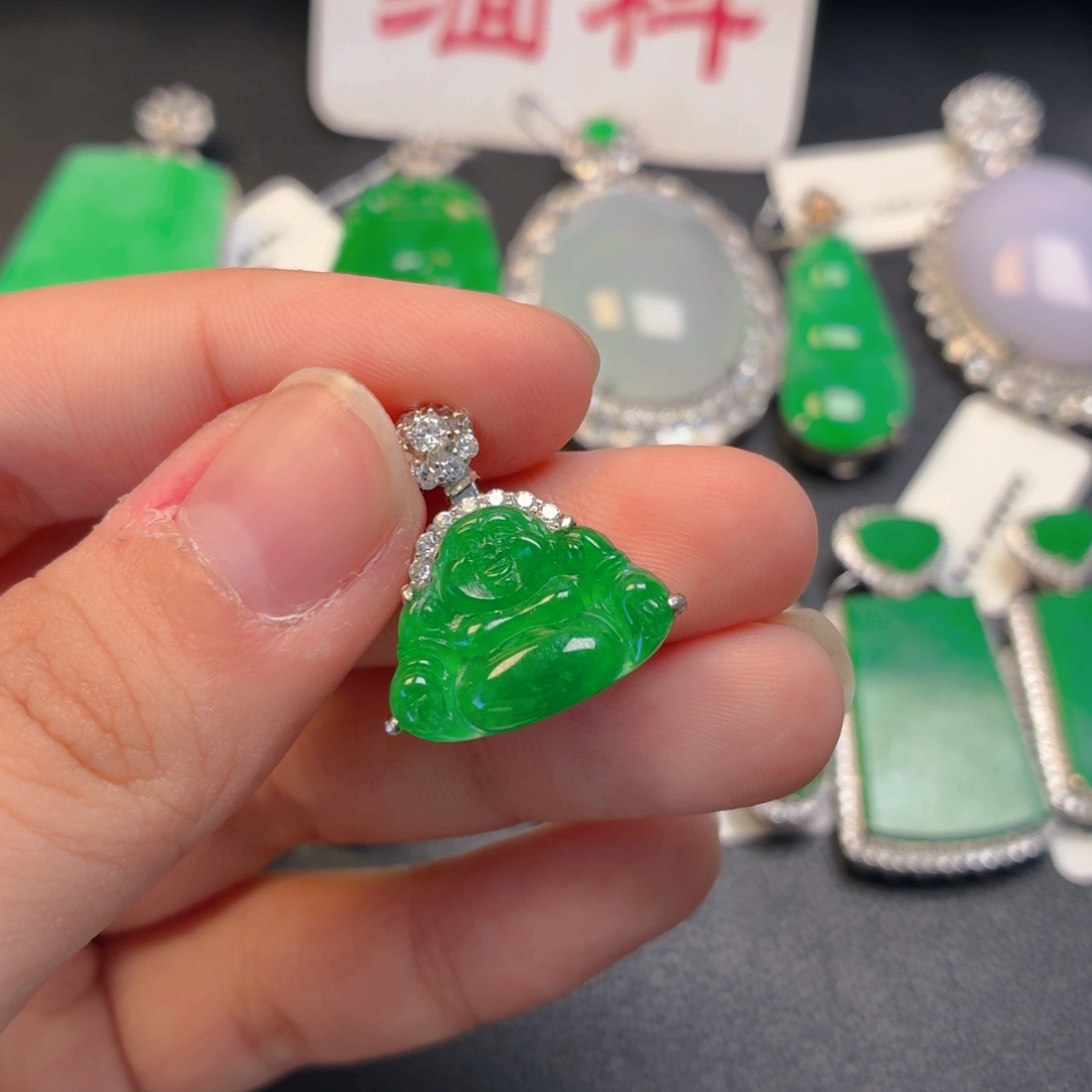 翡翠银S925镶嵌吊坠(不含链)
