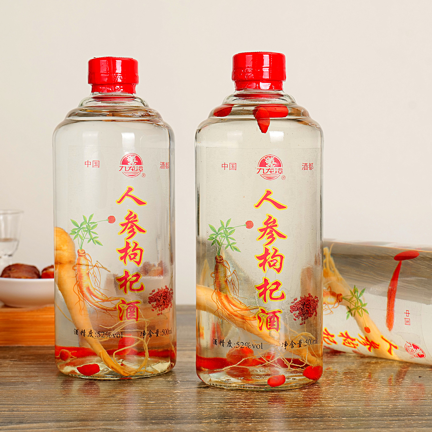 九龙潭人参枸杞酒52度浓香型白酒500ML*1瓶装