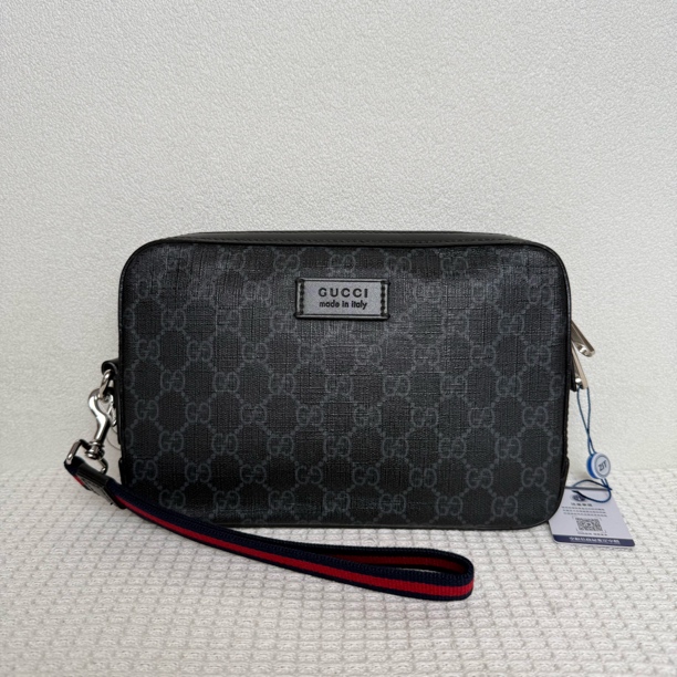 99新 GUCCI/古驰 97新/4843男士时尚经典黑老花手拿包