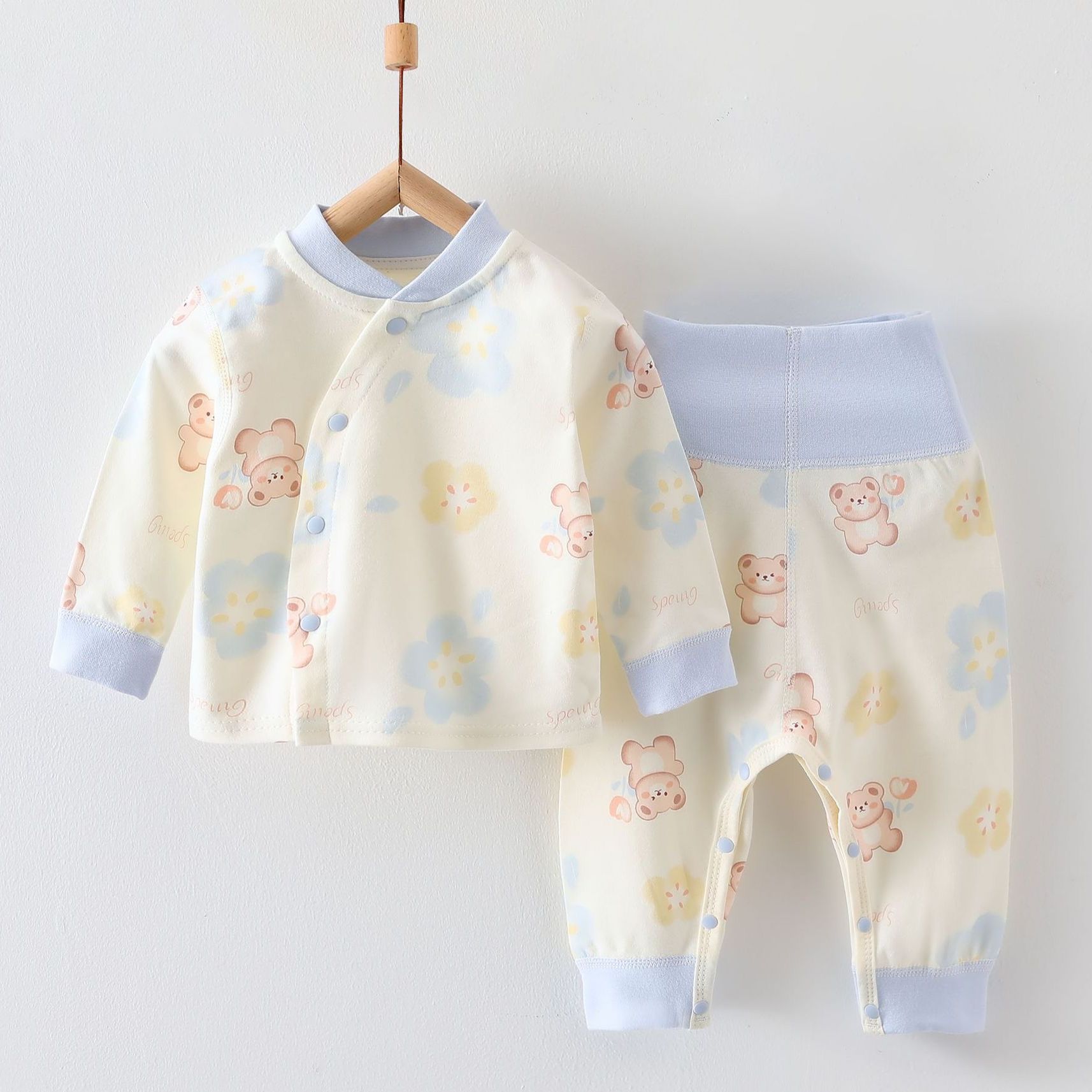 宝宝偏襟纯棉A类棉毛分体两件套纯棉秋衣儿童春秋长袖婴儿新生儿