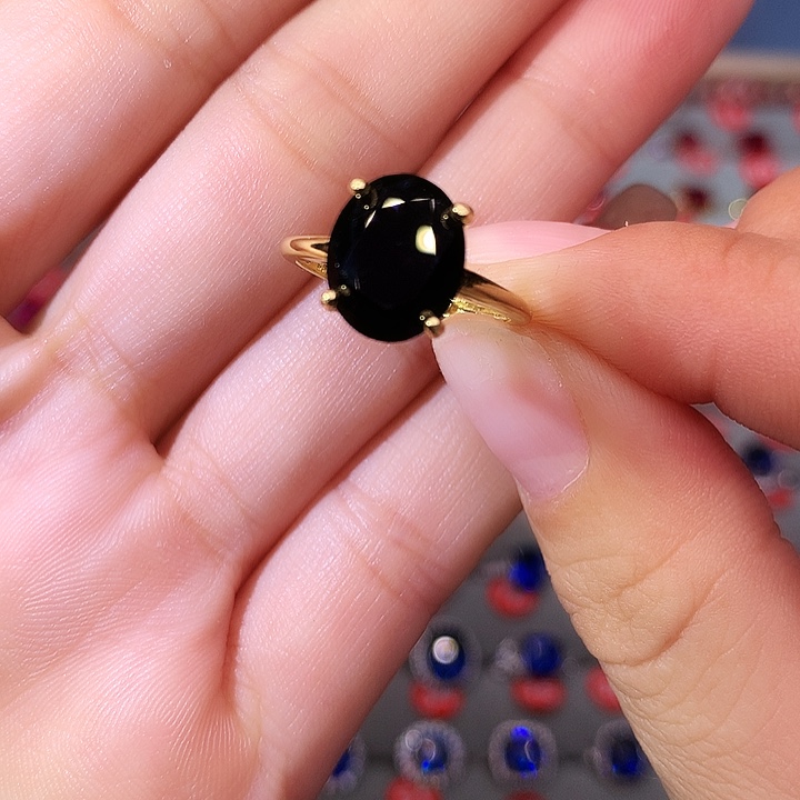 蓝宝石戒指银S925镶嵌