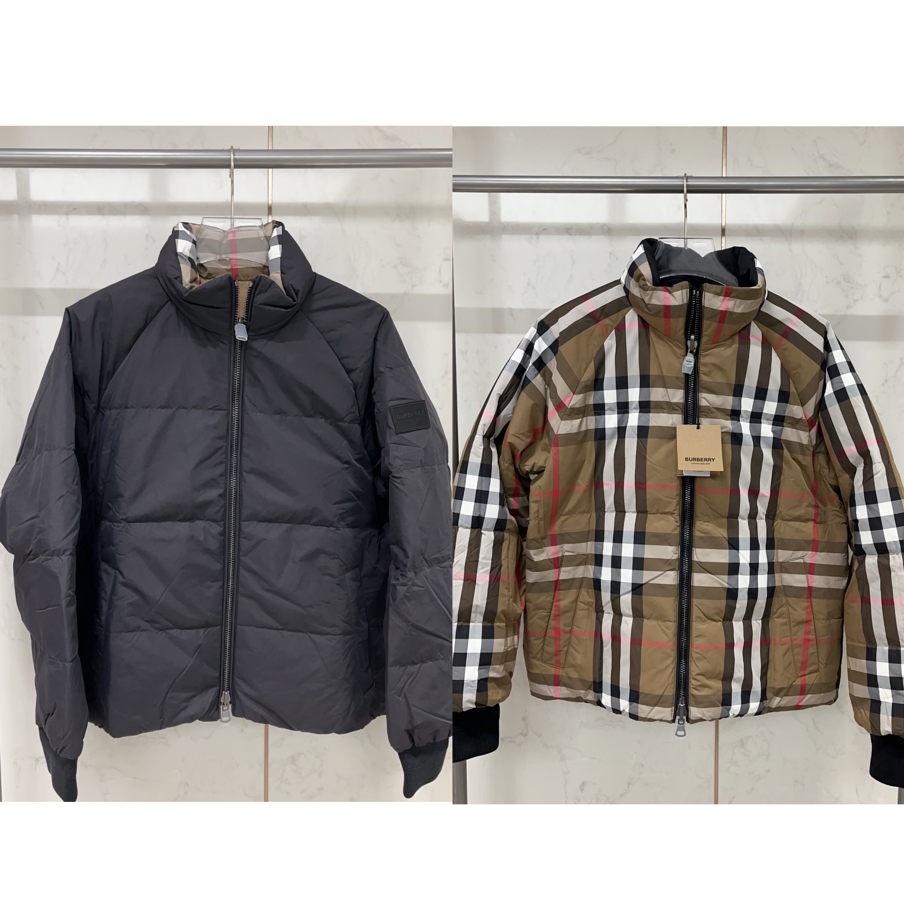 未使用 BURBERRY/博柏利 女款双面羽绒服经典格纹