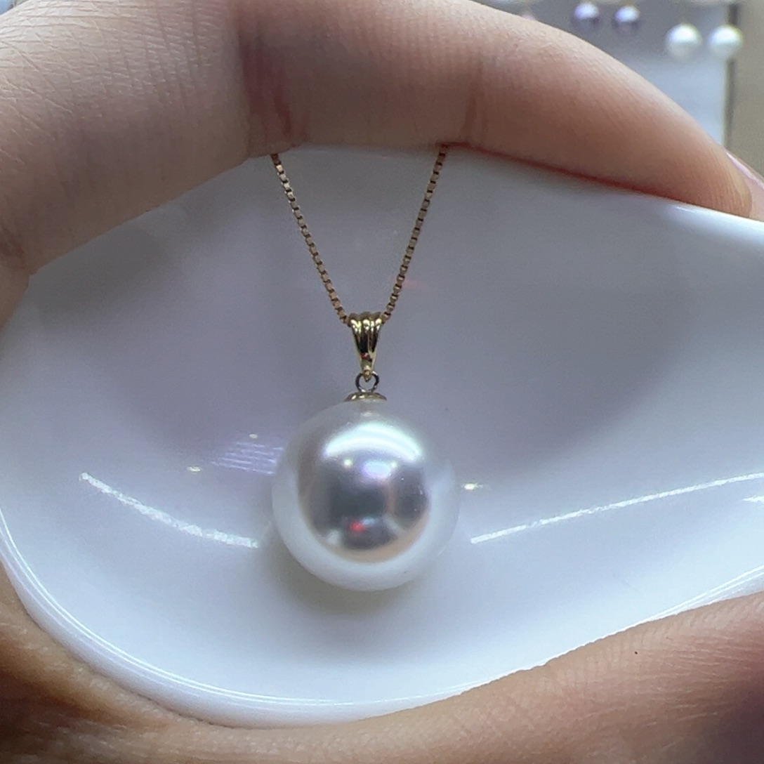 淡水珍珠吊坠(赠链)18K金镶嵌