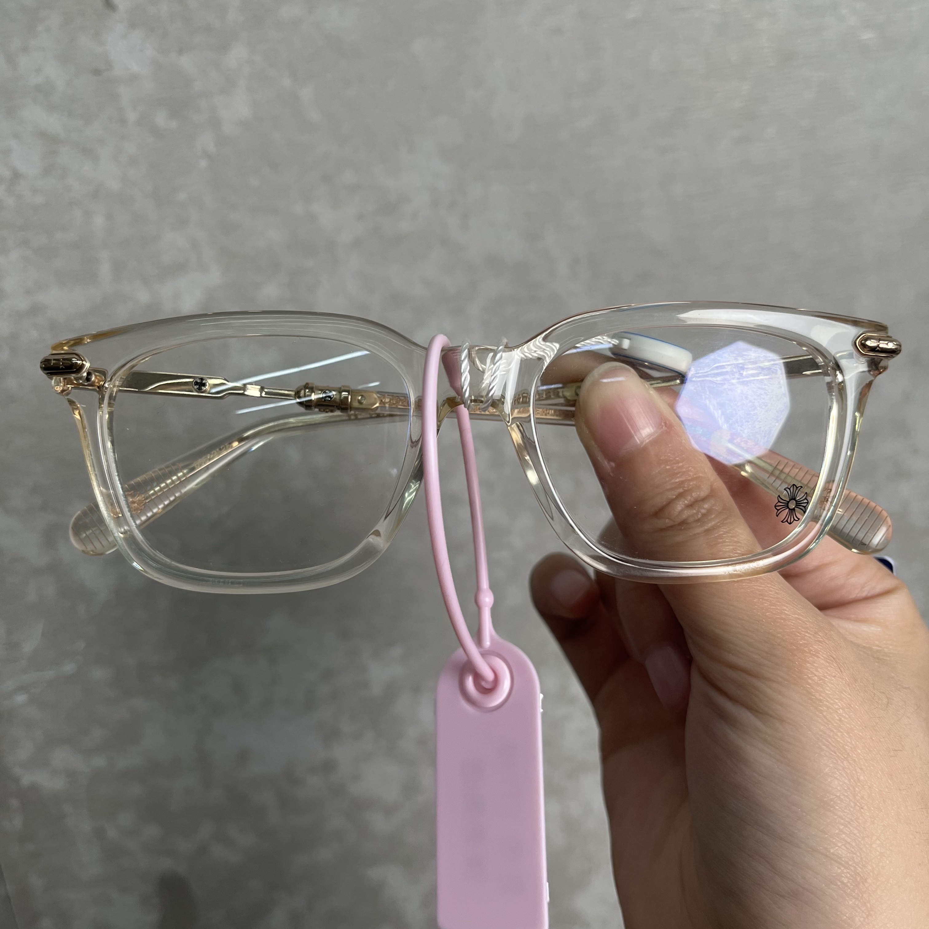 未使用 Chrome Hearts/克罗心 镀金透明边框眼镜/17716/JP