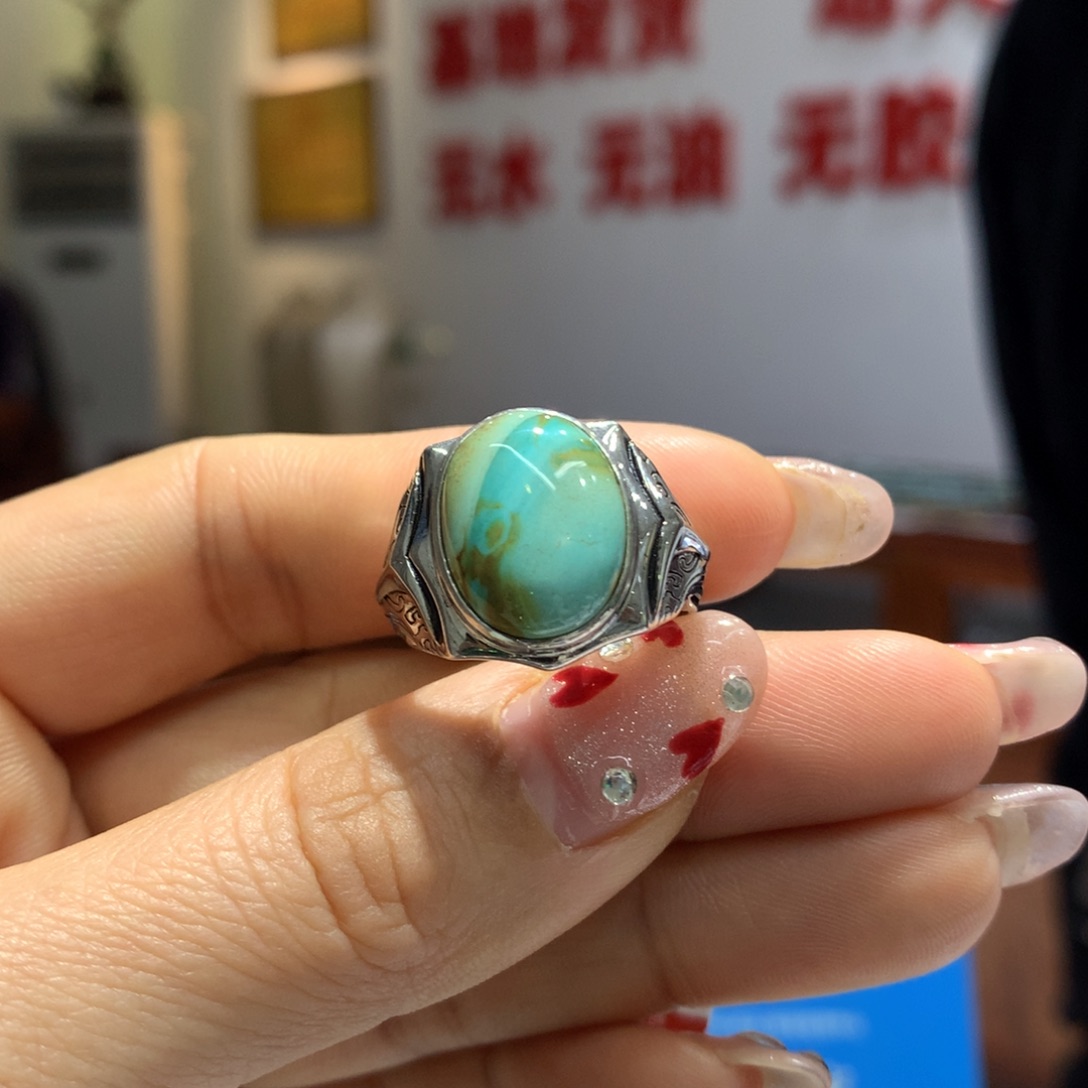 绿松石戒指银S925镶嵌