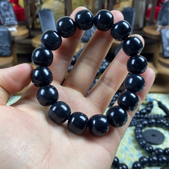 和田玉（墨玉）未镶嵌手串卡14老型特价福利款