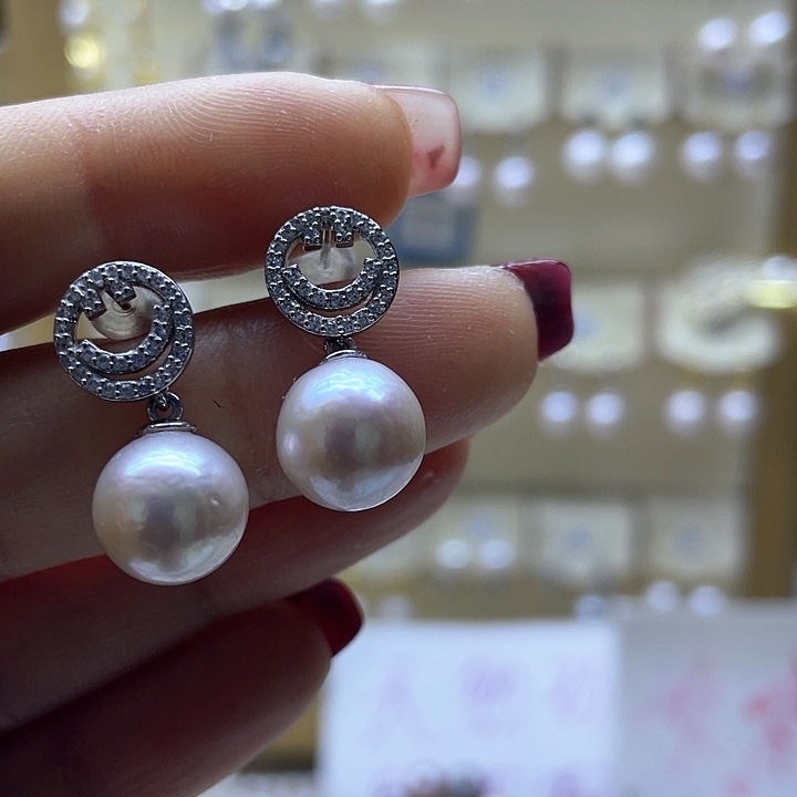 淡水珍珠耳饰银S925镶嵌