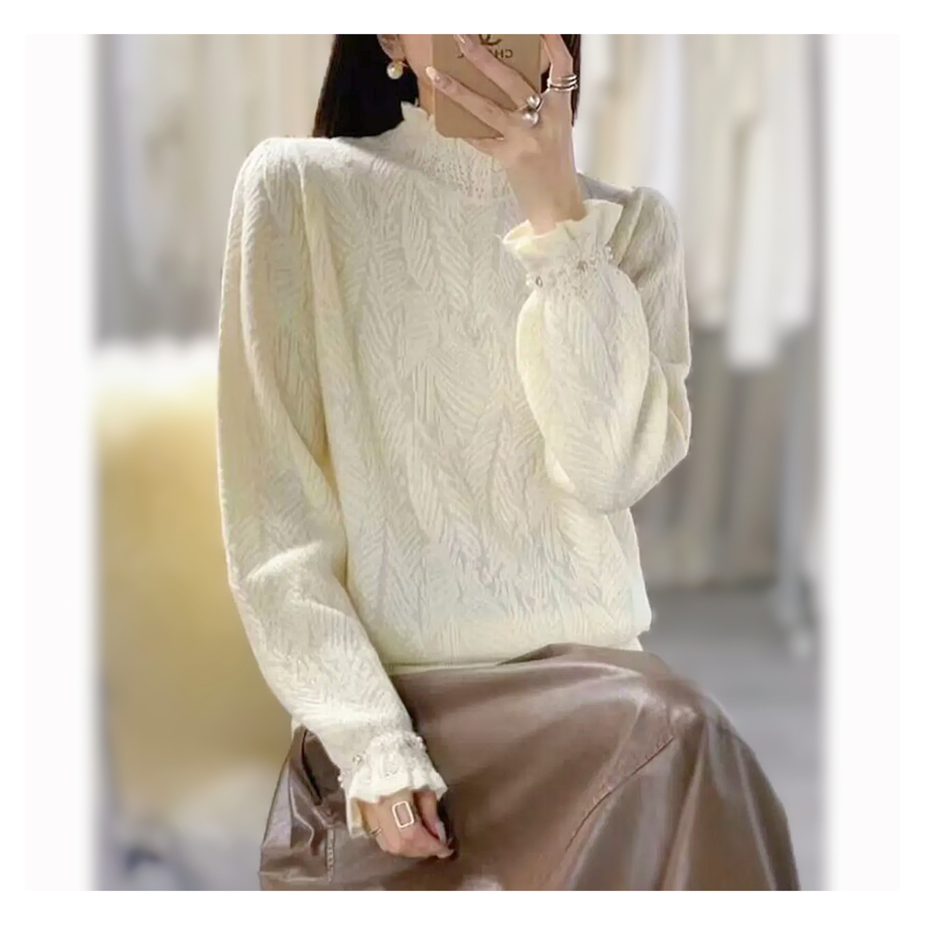 【冻死鬼系列 仙女风～怕冷必入】不起球 可机洗～浮雕花针织衫打底～