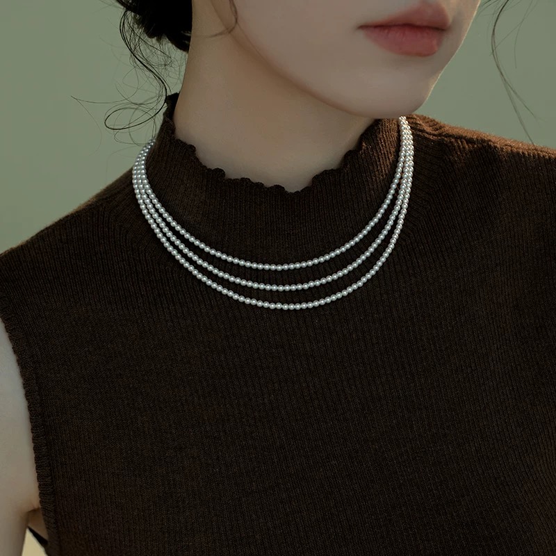 【定向】百搭OT扣4-5mm正圆极光长款毛衣链叠戴百搭1.2m 贝珠