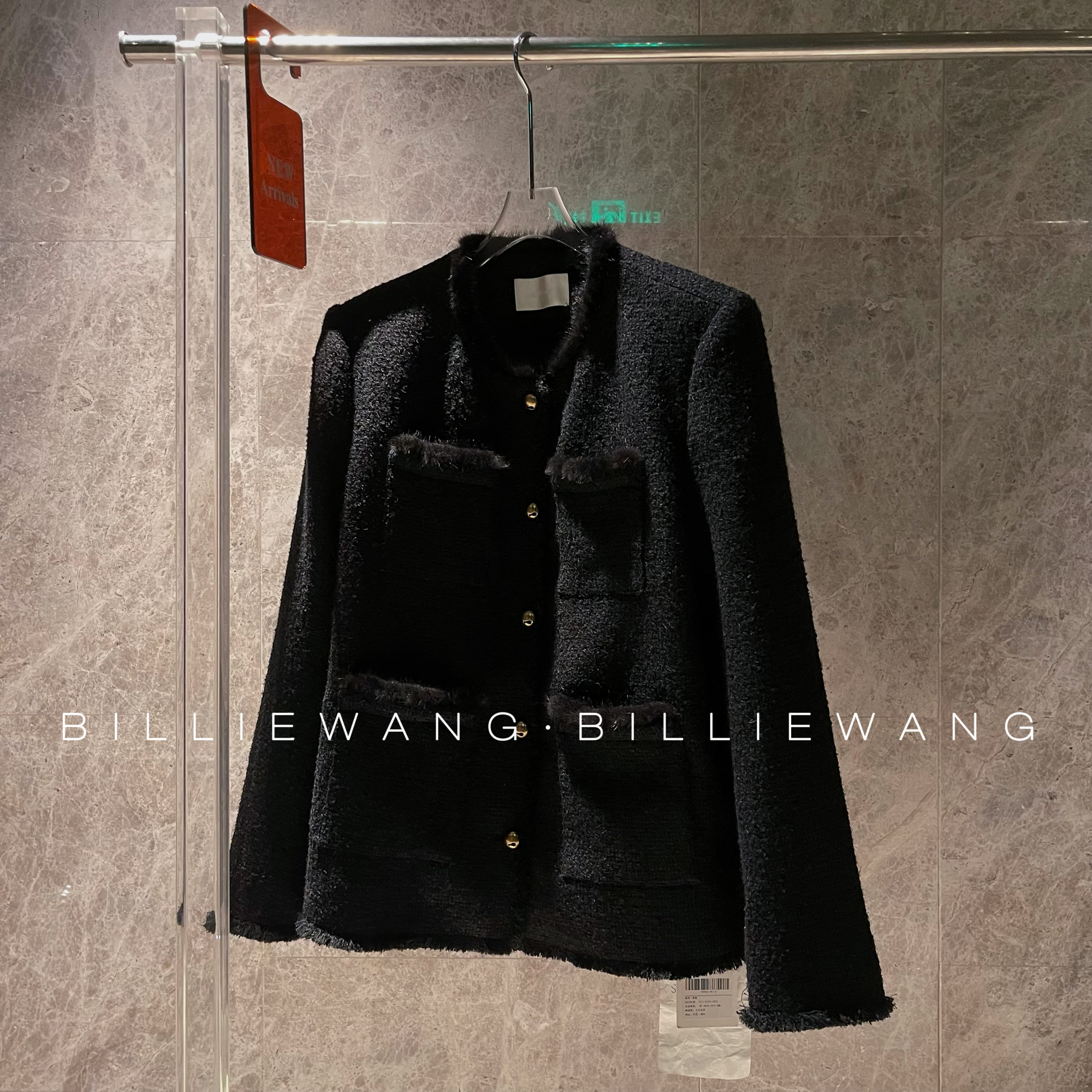 BW独立设计师高定系列｜漆翎夜语｜拉毛粗花呢口袋小香风外套