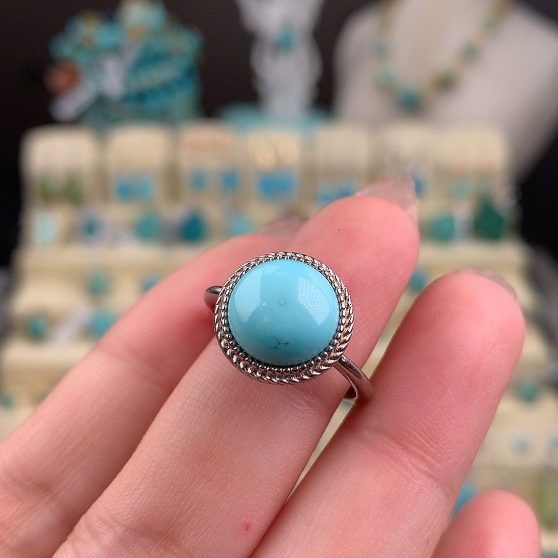 绿松石银S925镶嵌戒指