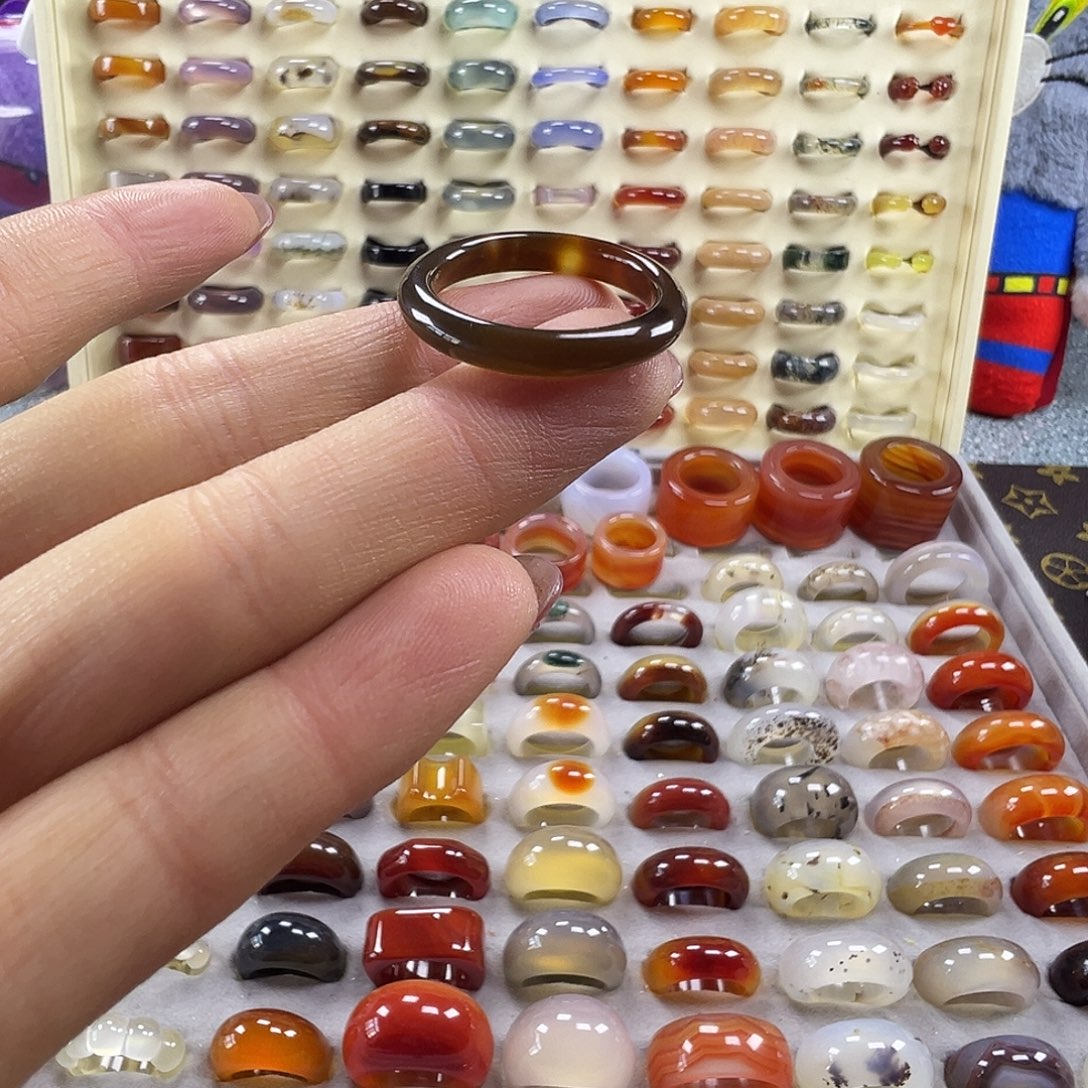 玛瑙/玉髓未镶嵌戒指A12不退换20.2港24