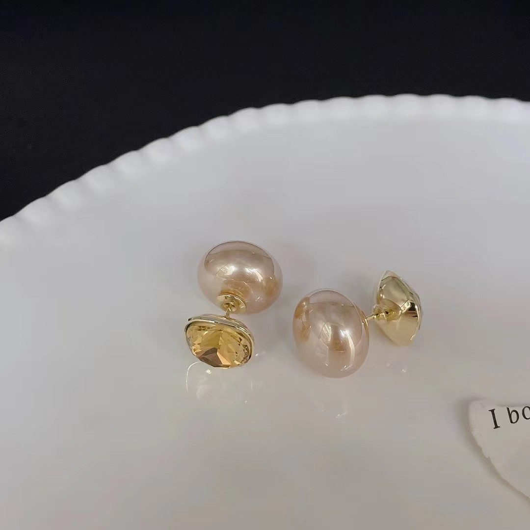 铜合金耳饰 D2406方糖水晶两带耳钉