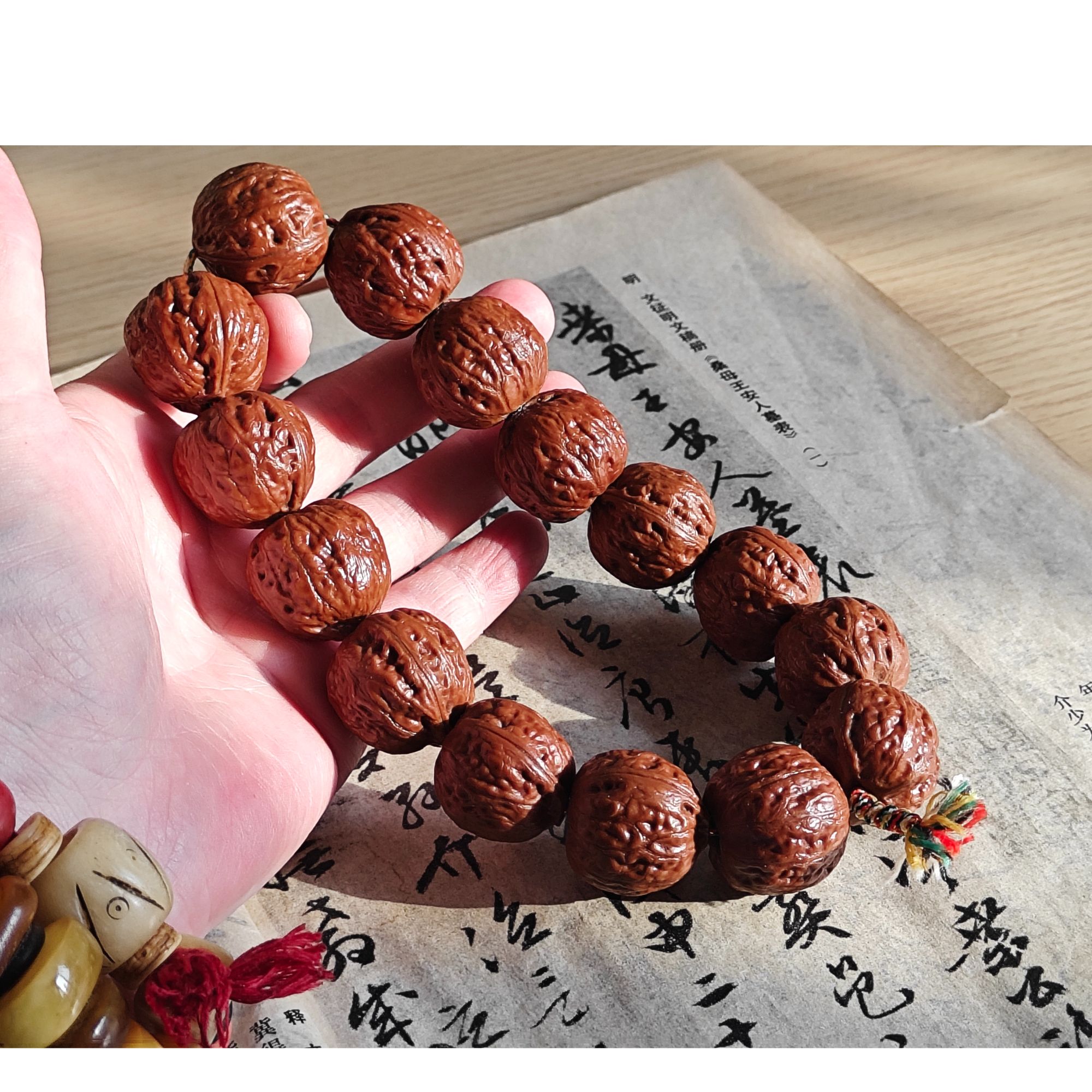 文玩核桃手持边25毫米左右 15颗 包浆压痕看细节 共两条 发起一