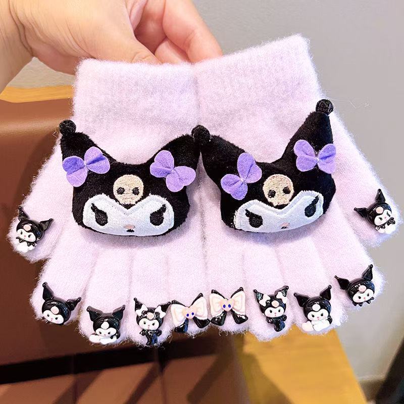 儿童卡通库洛米Kitty猫手套冬季保暖小女孩可爱全包分指套宝宝