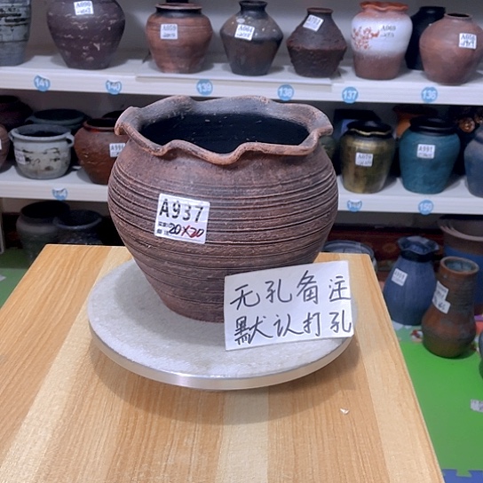 红陶手工制作工艺花盆