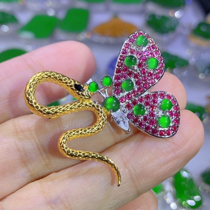 【闪购商品】翡翠挂件银S925镶嵌天然翡翠