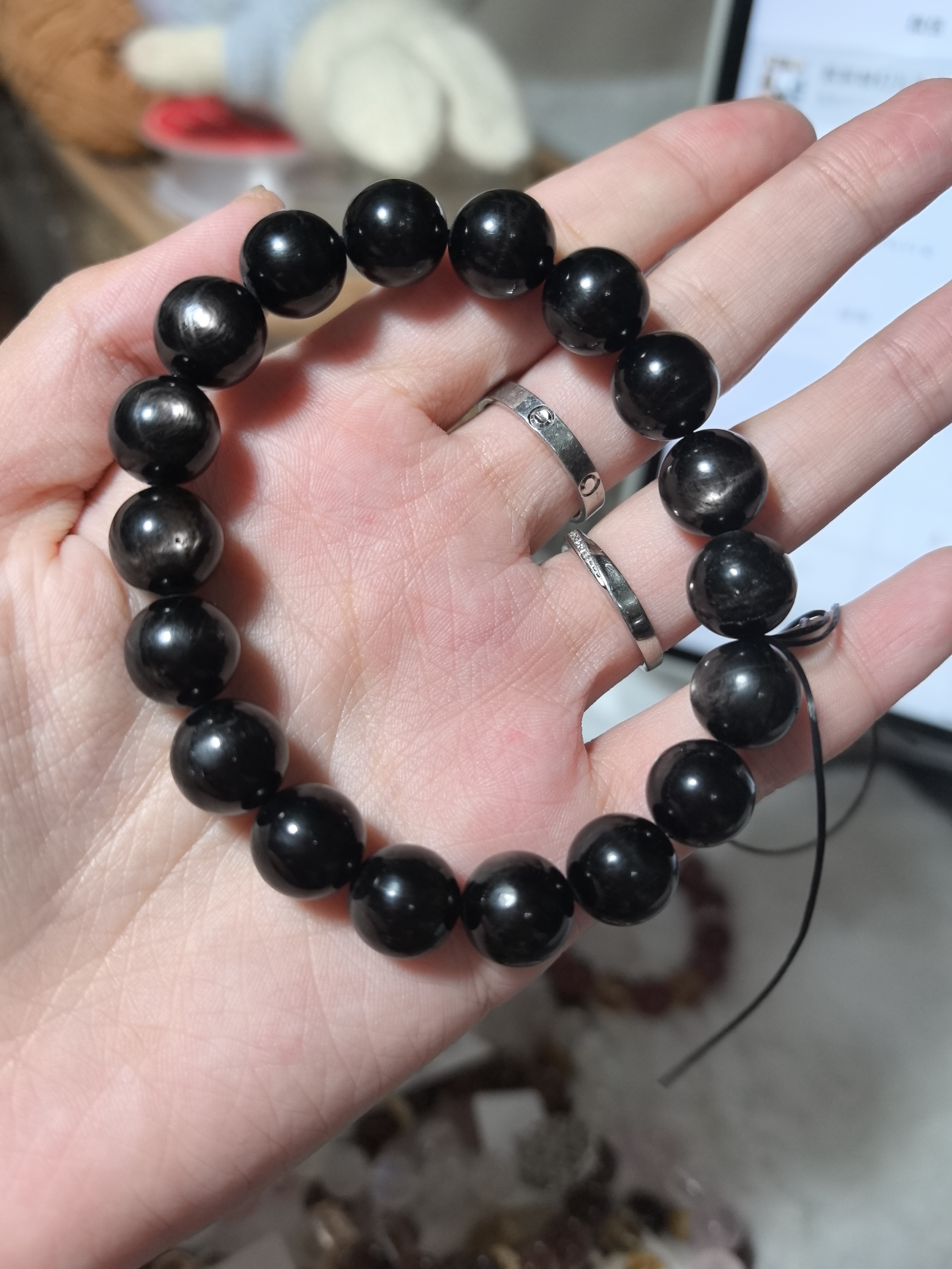 非金属莫桑石手链 天然金运石十字星光猫眼单圈水晶饰品