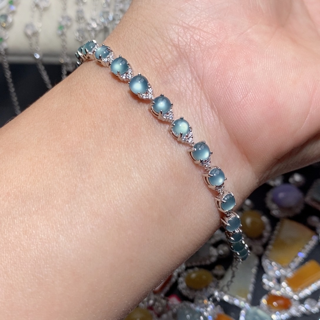 翡翠手链银S925镶嵌b jk o