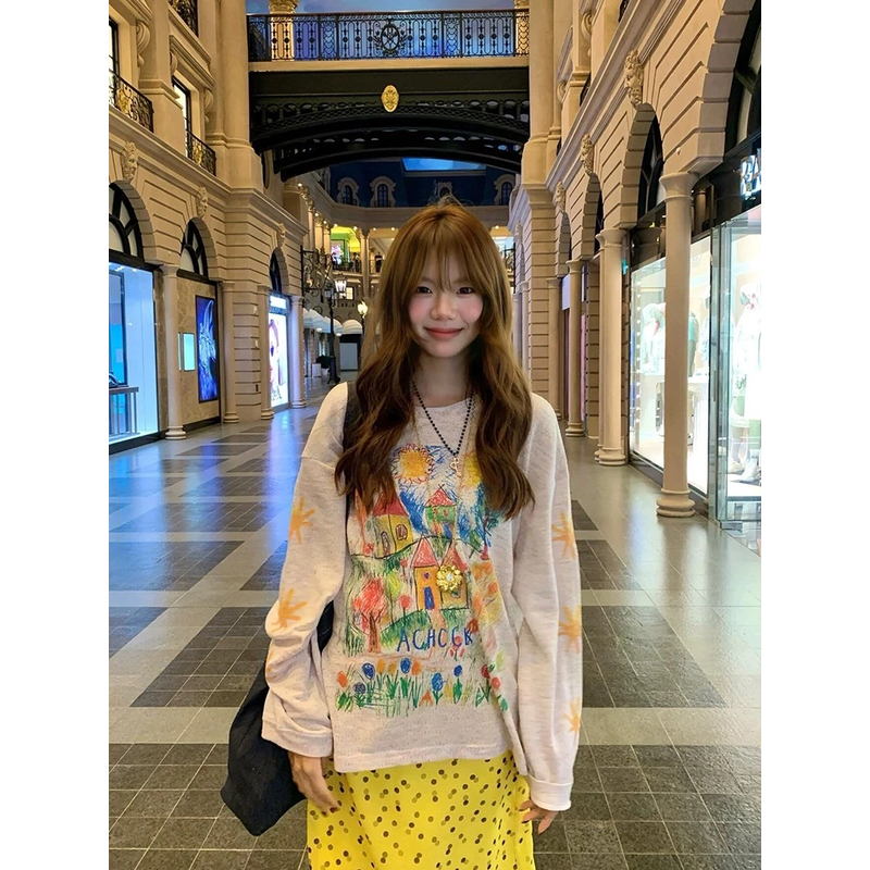 【现货+运补6元】国潮牌彩色手绘涂鸦防晒罩衫女夏季薄纱宽松慵懒风