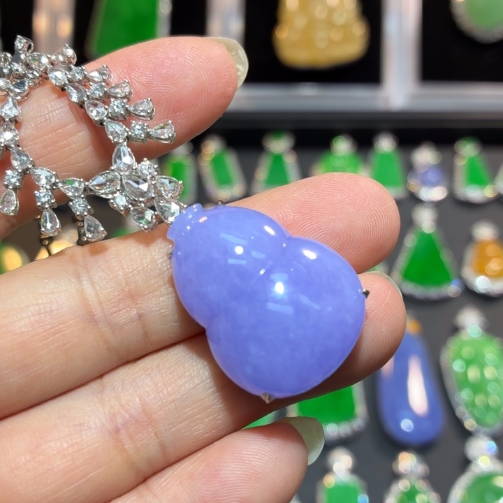 翡翠18K金镶嵌吊坠(不含链)翡翠