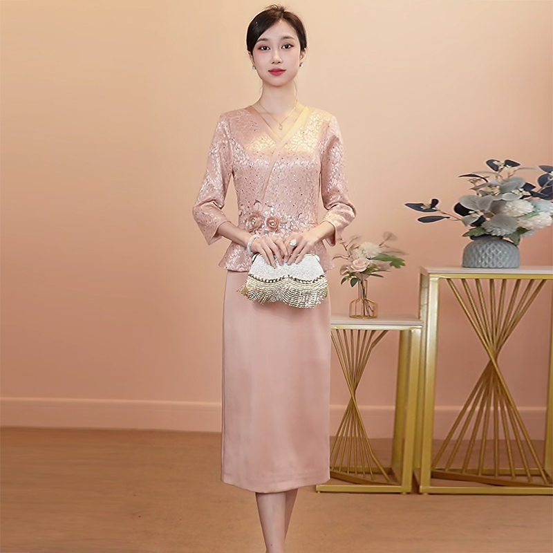 婆婆礼服2025新款爆款喜婆婆妈妈装2025新款爆款婚宴优雅气质显瘦