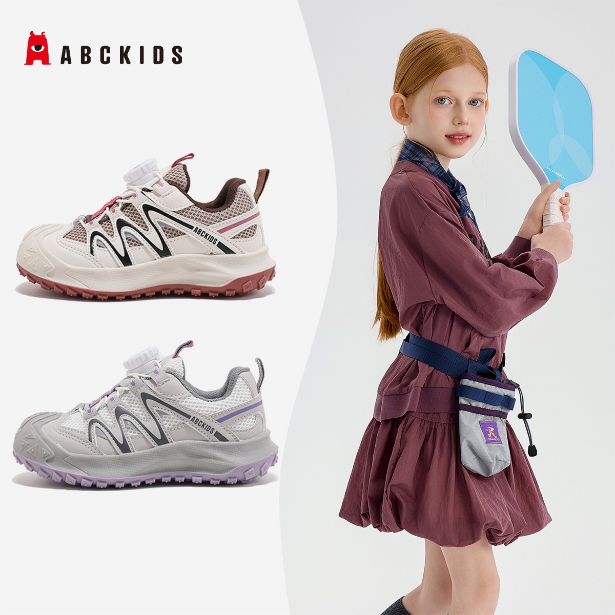 Abckids【品牌】新款旋钮运动鞋透气轻盈跑步休闲鞋SY433603597AX