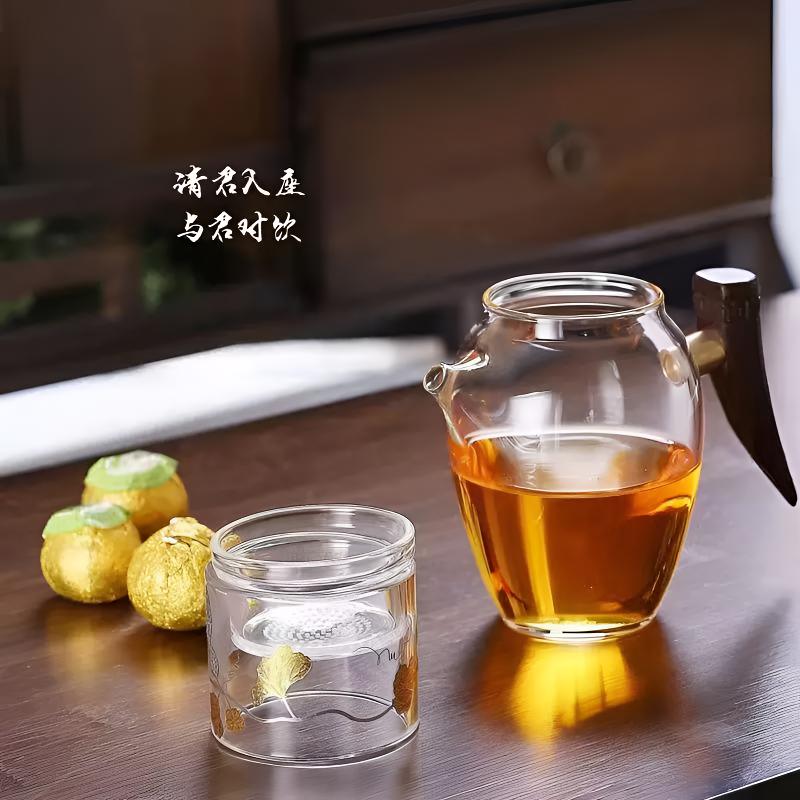 冲泡小青柑专用甘露壶实木把手纯手工食品级耐热玻璃公道壶水一方