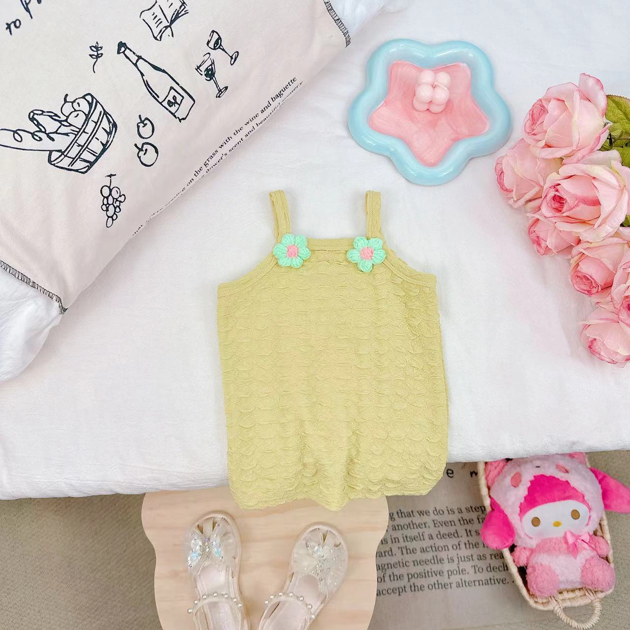 韩版马卡龙色花朵吊带背心 D-F95