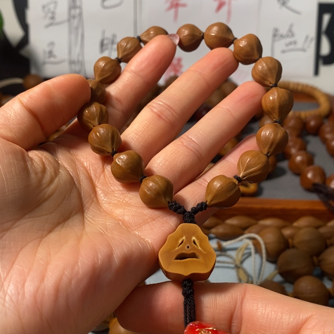 橄榄核手串4121精品蒜头小铁核16颗+鬼脸