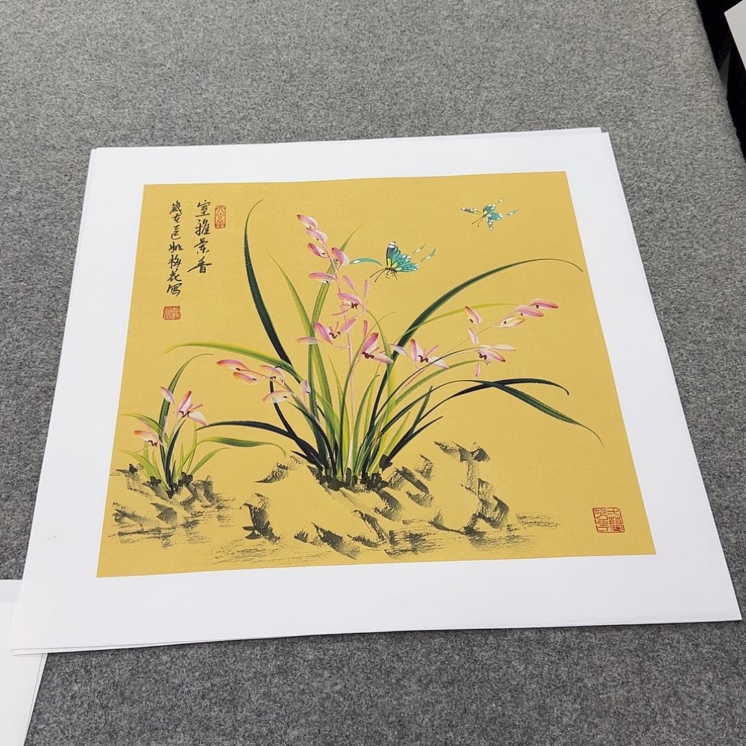 国画国画立体兰花作品
