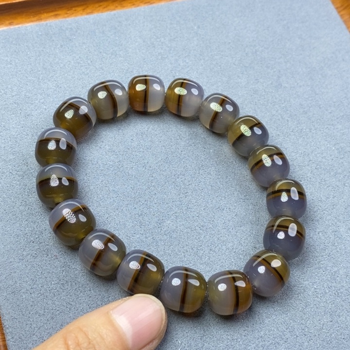 玛瑙/玉髓手链合金开***天
