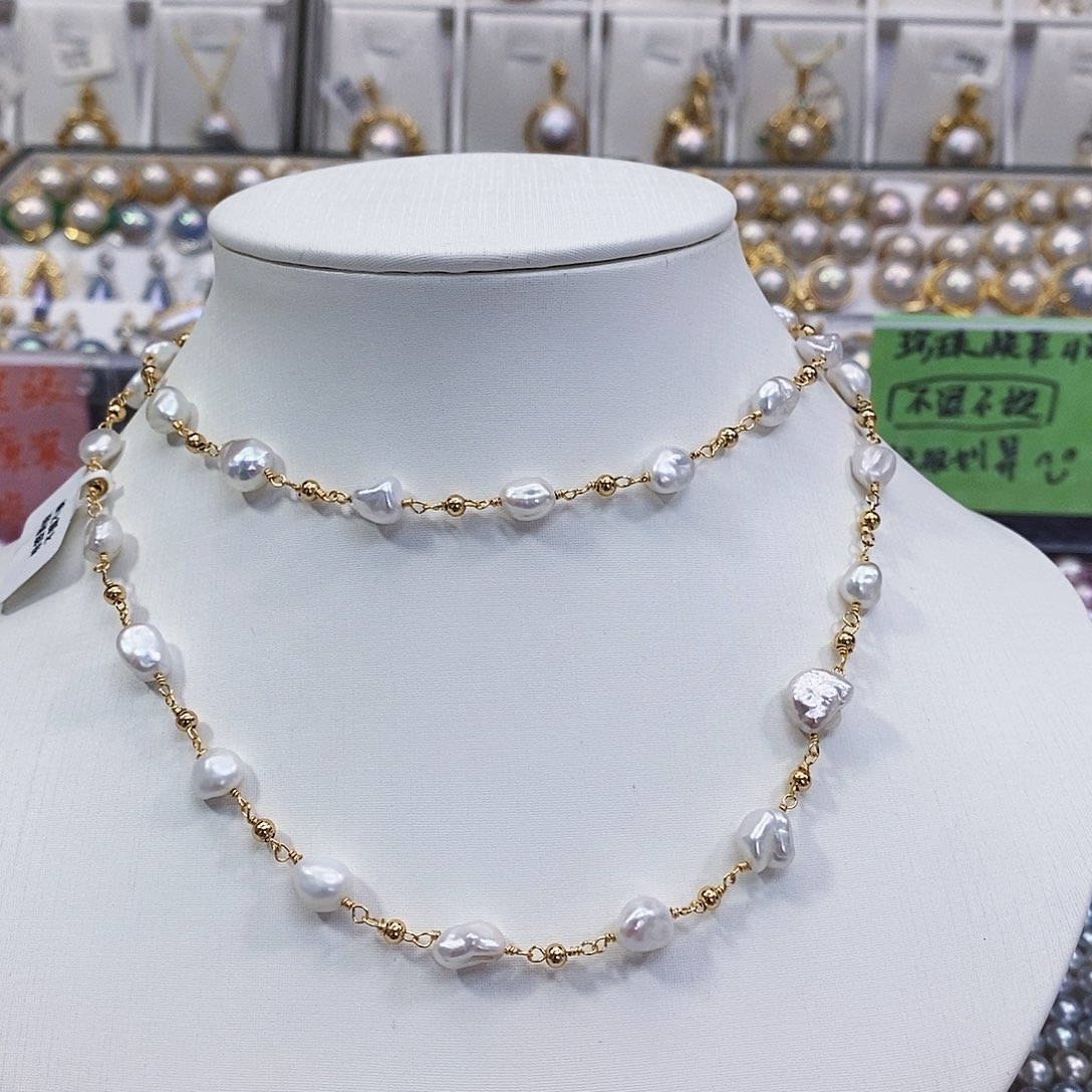 淡水珍珠特价不退换手工款keshi项链未镶嵌